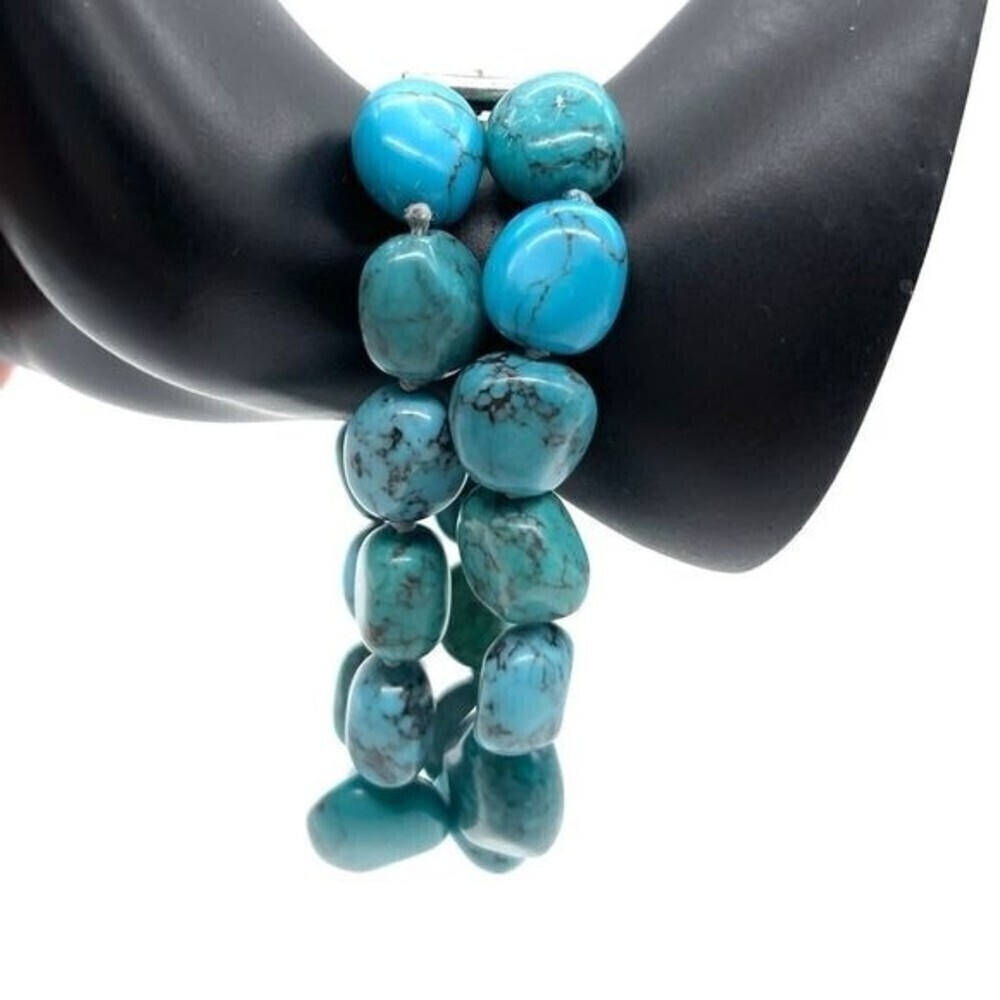 Turquoise Bracelets with Silvertone chain/clasp